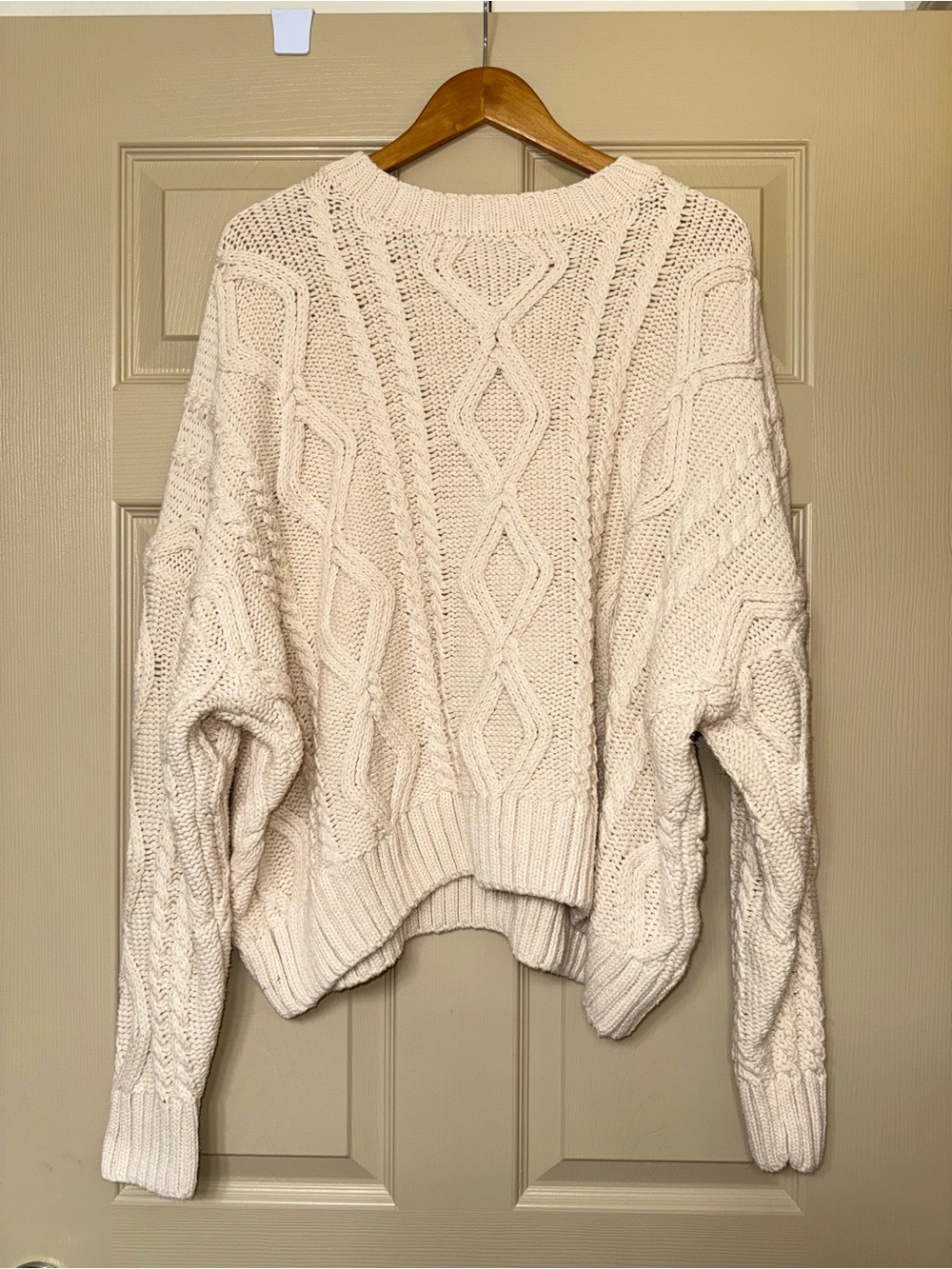 Princess Polly Ivory Cable Knit Scoop Neck Sweater